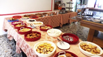 breakfast with biscuits and homemade cakes