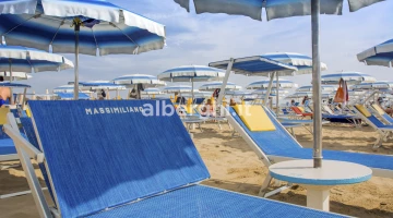 Sunbeds and umbrellas on the beach