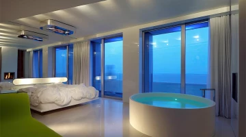 Liebhaber, 41 m2 mit Badewanne und Blick auf das Meer
