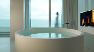 Lovers, with fireplace and chromotherapy tub