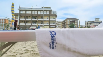 Das Hotel vom Strand aus gesehen