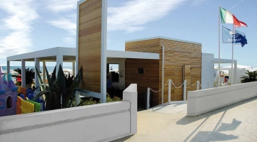 Private beach with bar