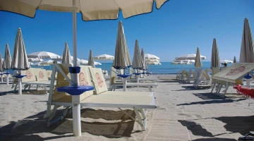 Private beach in front