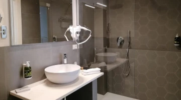 Private bathroom with shower box