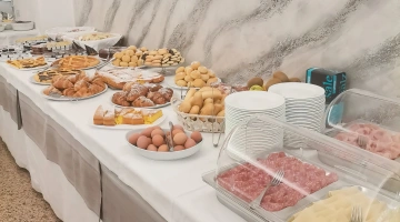 Breakfast buffet with savory food