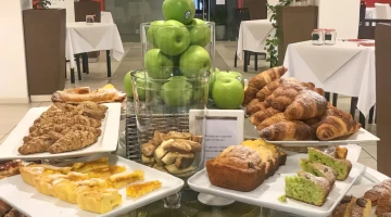 Sweets and fruit for breakfast
