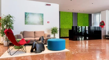 Reception desk with relaxation area