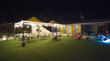 Equipped garden at night