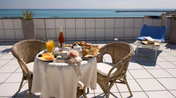 Breakfast served on the terrace