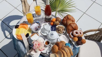 Breakfast served on the terrace