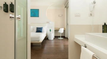 Bathroom with hairdryer in Deluxe room