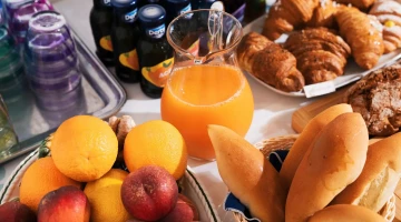 Fresh fruit and juices for breakfast