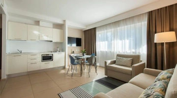 Living room and kitchen of the superior room