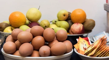 Egg and fruit buffet
