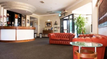 Reception area with sofas