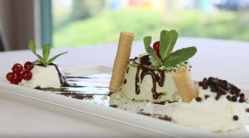 Chocolate and red currant dessert
