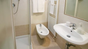 Private bathroom with shower box