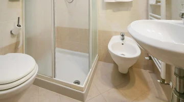 Private bathroom with shower box