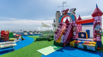 Inflatable in the play area in the solarium in the pool