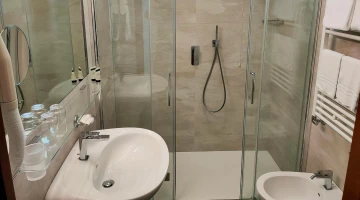 Private bathroom with shower box