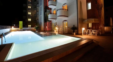 Pool area at night