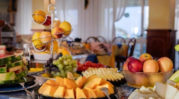 Variety of fruit at the breakfast buffet