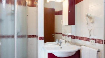 Shower and sink in the bathroom