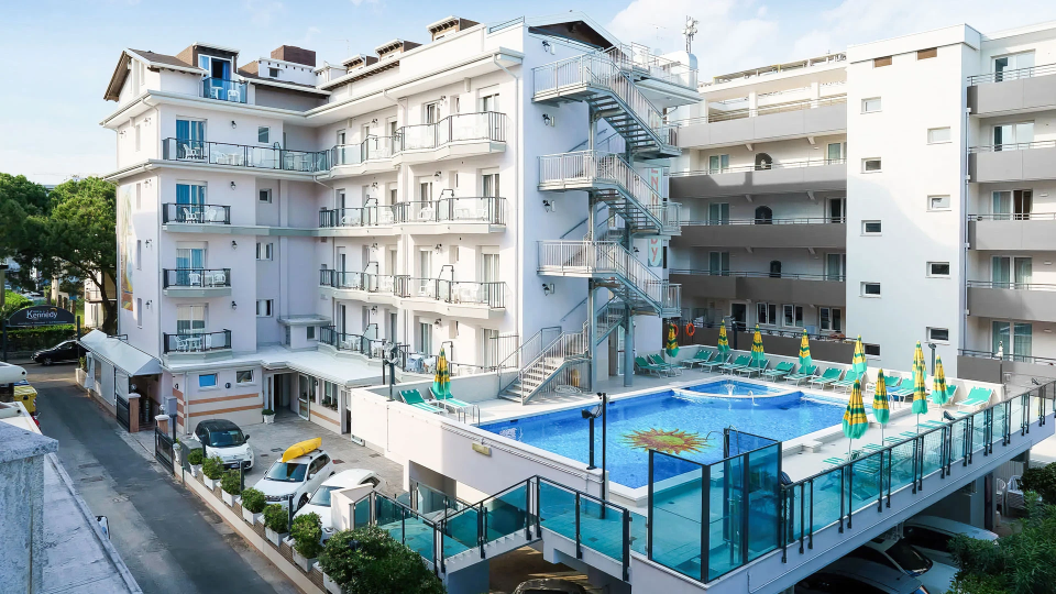 Exterior of the structure with swimming pool