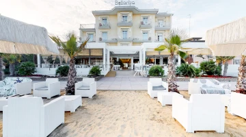 Hotel and terrace on the beach
