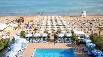 View of the swimming pool and private beach