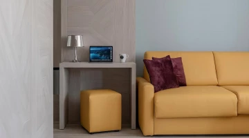 Canapé et petit bureau dans la chambre