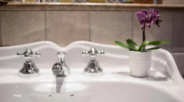 Waschbecken und Toilettenartikel