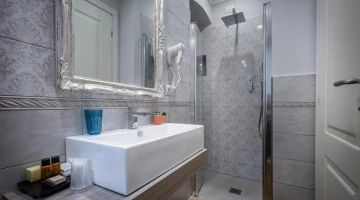 Private bathroom with shower, hairdryer and courtesy set