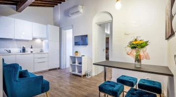 Apartment with living area and kitchenette