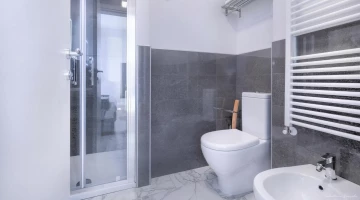 Bathroom with heated towel rail
