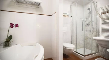 Salle de bain avec douche dans la chambre