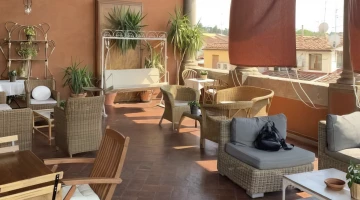 Rooftop bar with lounge area