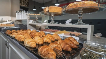 Sweet breakfast buffet with baked goods