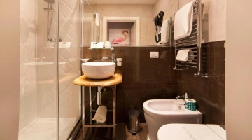 Privates Badezimmer mit Dusche und Haartrockner