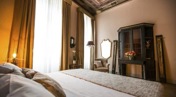 Double bed in deluxe room