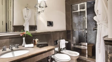 Badezimmer mit Dusche in der Penthouse-Suite