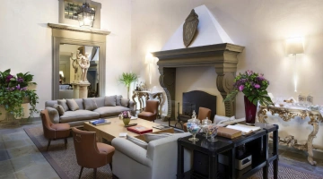Shared living room with fireplace
