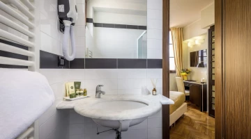 Toiletries and hairdryer in the bathroom