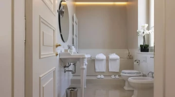 Bathroom with bathrobe and slippers set