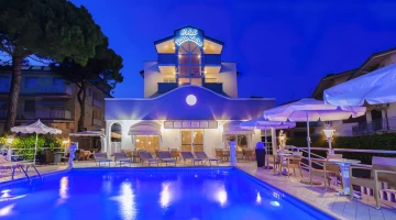 Hotel exterior at night