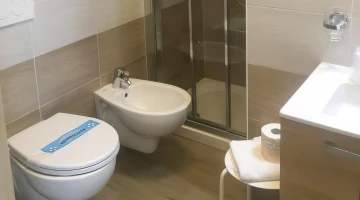 Private bathroom with shower box