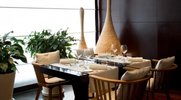 Tables set in the restaurant