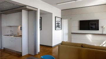 Kitchen and living area of the Suite
