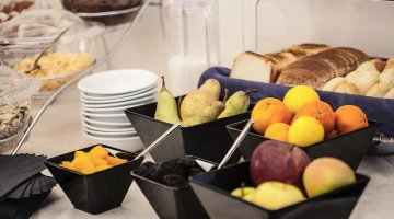   Fruit and bread for breakfast