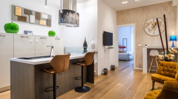 Living room with shared kitchen